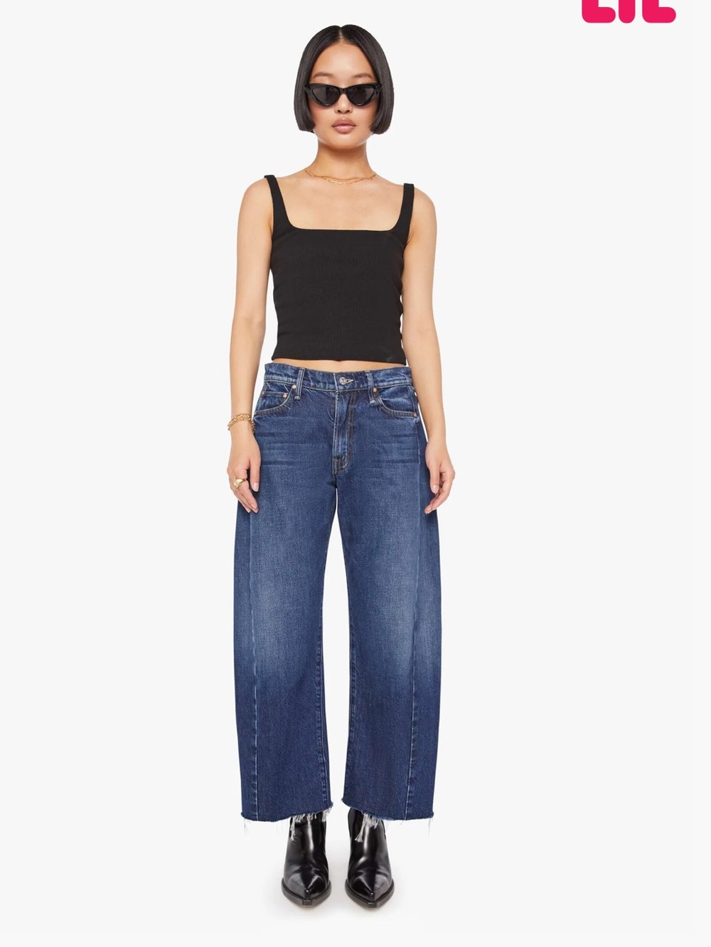 Mother jeans - mid rise full pipe flood fray in “unplugged” blue sz 26 - Lil’